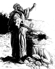 Abraham ready to slay his son Isaac