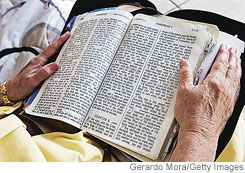 Karolyn Caskey reads the bible